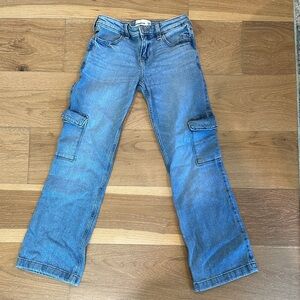 abercrombie kids blue cargo flare jeans